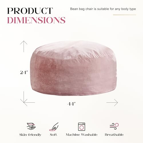 Image of Hobestluk Bean Bag Chair for Adult Giant Beanbag with Filler Pink 4FT