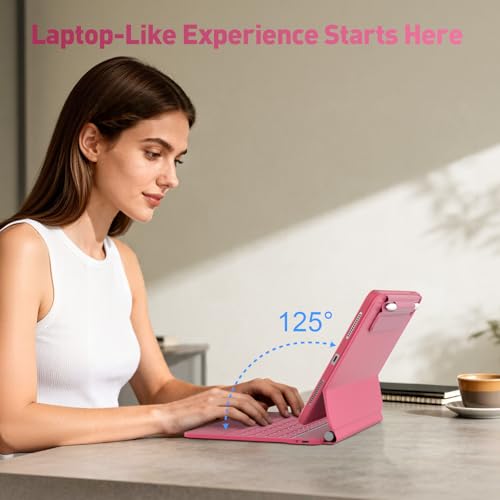 Image of for iPad Air 11 inch Case with Keyboard (M3 /M2, 2025 /2024), Keyboard for iPad Pro 11 inch (1 /2 /3 /4th Gen) & Air 4 /5, Portrait /Landscape Mode, 11-Color Backlit, Removable Protective Case, Hot Pink