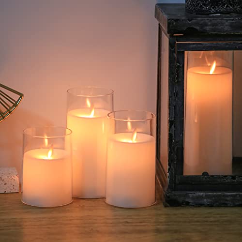 Fo32Won Pure White Led Flameless Pillar Candles Battery Operated With Remote And Timer, Pack Of 5 (D 3"×H 4" 5" 6" 8" 8") Plexiglass Led Flickering Candles With Moving Flame #TOP3