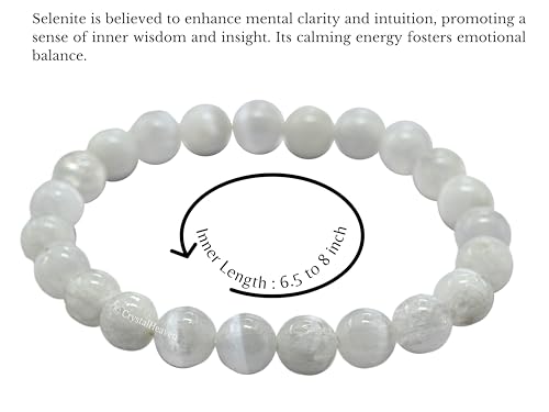 Image of Certified Selenite Bracelet for Women Men with Healing Crystal