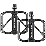 Fahrradpedale,9/16 Zoll mit 3 abgedichteten Lagern Rennrad-Pedal integrierter Anti-Fall-Off Aluminium Plattformpedale Ultraleichte rutschfeste Fahrradpedale für MTB E-Bike, Citybike,Mountainbike