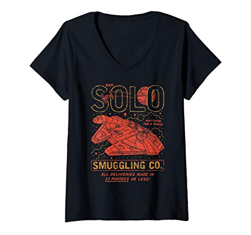 T-shirt Star Wars Han Solo col V coupe flatteuse anti-déformation