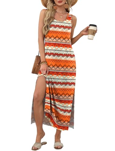 Image of WIHOLL Maxi Dress Summer Dresses 2026 Beach Vacation Clothes Sleeveless Sundresses with Pockets Boho S-3XL