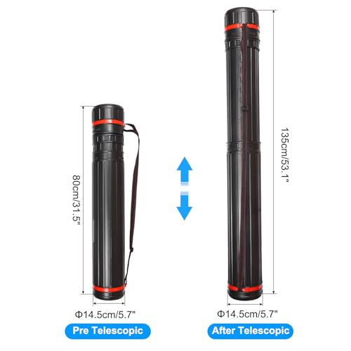 Image of PATIKIL Extendable Poster Tubes, Expand from 31.5 inch to 53.1 inch with Strap, Art Document Storage Carry Tubes for Blueprints Drawings Artwork, Black