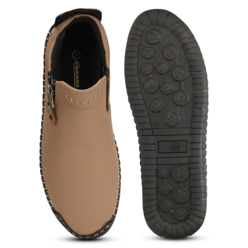 Image of Kraasa Men's Stylish Trendy Sneakers | High Tops Synthetic Side Zipper Casual Shoes | Ultra Soft Cushioned Insole | Airmix Sole Footwear