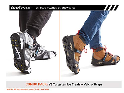 ICETRAX Pro Winter Ice Grips for Shoes and Boots - Ice Cleats for Snow and Ice, StayON Toe, Reflective Heel (V3 Tungsten with Straps, S/M (Men: 5-9 / Women: 6.5-10.5)) - Thumbnail 5