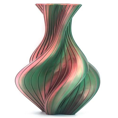 Image of Silk Dual Color Red Green PLA 1.75mm 1kg Shiny 3D Printer Filament FDM AMS | Silk finish Bi color Red Green Coextrusion Shiny Smooth transition Neatly wound 1kg spool 2.2lbs for Bambu Flashforge AMS
