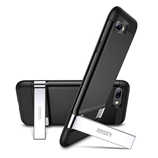ESR iPhone 8 Plus Case, iPhone 7 Plus Case, Metal Kickstand Case [Vertical and Horizontal Stand] [Reinforced Drop Protection] Hard PC Back with Flexible TPU Bumper for iPhone 5.5 inches(Black)