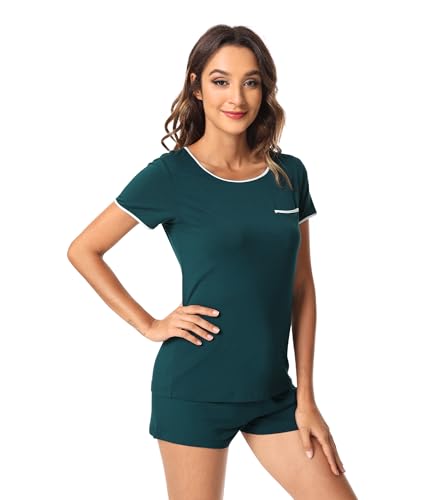 Image of WiWi Viscose from Bamboo Pajamas Set for Women Super Soft Short Sleeve Cooling Summer Plus Size Pjs Sets Sleepwear S-4X