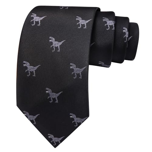 Image of Barry.Wang Man Tie Sets Skull Ties Animal Extra Long Necktie Silk Woven Handkerchief Cufflinks Festival Party Gift