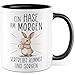 Hase Tasse mit Spruch &ndash; Geschenk Ein Hase am Morgen vertreibt Kummer und Sorgen &ndash; Kaffeetasse 330ml aus Keramik &ndash; Hasen Tierliebe Haustier Freundin Kollege Kaffee-Becher