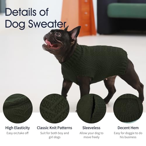 IECOii Großer Hunde Pullover Für Männliche Weibliche Hund,Armlos Neutraler Dicker Warmer XL HundePullover Für Weihnachten Thanksgiving Halloween,Beagle Corgi Große Hunde Pullover,Grün,XL