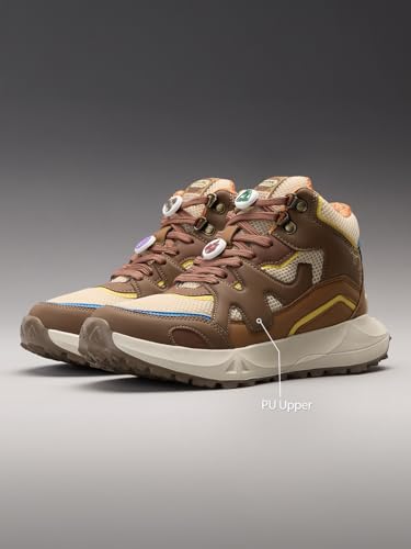 Image of The Souled Store Avatar: Elements Men and Boys High Top Sneakers Brown and Beige and Off White Streetwear Trainer PU and Mesh Phylon Midsole Durable Outsole Lace Up Lightweight
