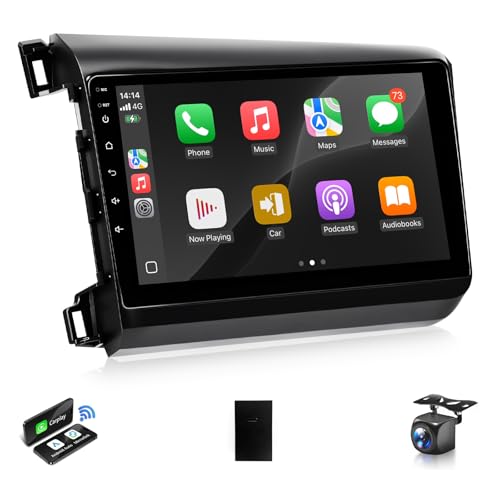 VQU Car Stereo for Honda Civic 2012 to 2015 Wireless Apple Carplay Android Auto Radio for Honda Civic Car Play Support 5G WiFi GPS Navigation FM RDS EQ DSP Audio Receiver SWC AHD Camera 2+32GB