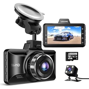 AZDOME M01 Dual Dash Cam Front and Rear with Free 64GB Card, 3″ Screen Dual Dashboard Camera for Car, Built-in ADAS G-Sensor, 24H Parking Mode Car Camera (M01 Pro)