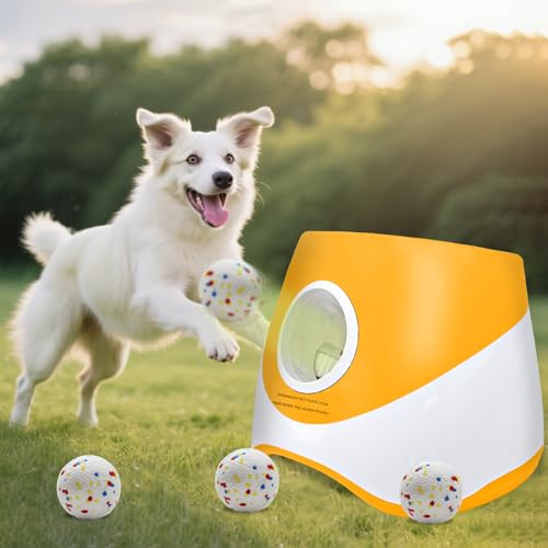 Automatic Dog Ball Launcher for Samll to Medium Dogs, Upgraded Interactive Toy Balls Thrower, Distance Adjustable Mental Stimulating Dog Toys with 4 Etpu Balls 2.2 Inch (Orange) - image 8