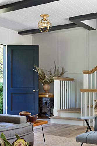 Jeenkae Modern Gold Light Fixture Ceiling Hallway Semi Flush Globe Atom Sphere Ceiling Hang Lighting #TOP4