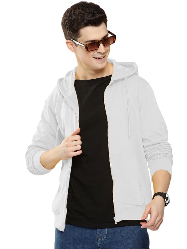 Image of LAZYCHUNKS Regular Fit Men's Solid Fleece Hoodie | Warm Hooded Sweatshirt for Men with Pocket | Casual Winter Wear | Full Sleeve Comfortable Hoodie
