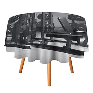 Table Cloth for Round Tables,Gym Equipment Decor Round Tablecloths-60 Inch,Decorative Table Cover for Kitchen Restaurant Picnic Indoor and Outdoor Dining