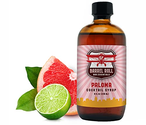 Barrel Roll Bar Essentials Cocktail Mixers - Paloma Cocktail Mix - All-Natural Paloma Drink Mix - USA Handcrafted Syrups - Small Batch Bitters with Real Cane Sugar - 8 Ounce