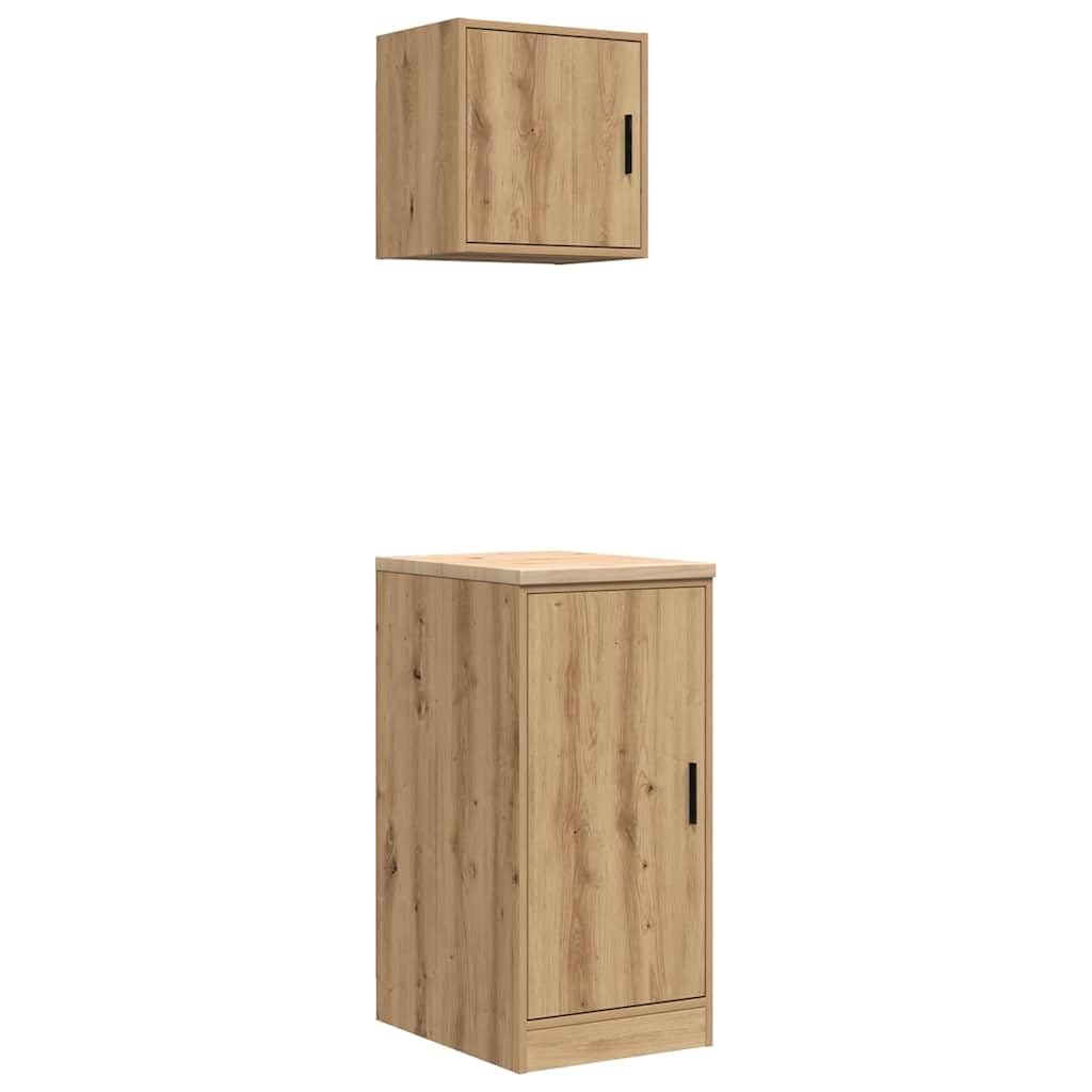 Générique Armoires Garage 2 pcs chêne Artisanal Bois d'ingénierie,Entreprise & Industrie,Stockage Industriel,Armoires industrielles,Brun,28.35 KG,3328304