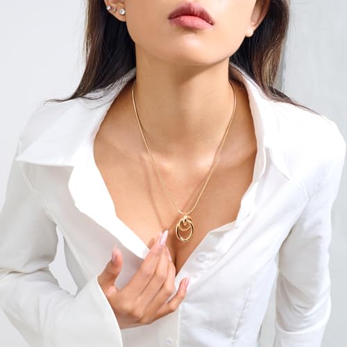 Gold Knot Pendant Necklace for Women Statement Gold Necklace 14K Gold Plated Knot Choker Trendy Jewelry2