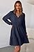 Dokotoo Womens Fall Dresses 2025 Elegant Lace Hollow Out Embroidered V Neck Long Sleeve Dress for Women Casual Bohemian Swing Flared A-Line Sun Dress Beach Party Holiday Boho Sundress Navy Small