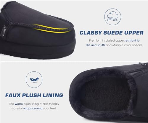 KuaiLu Womens Clog Slippers Cozy Warm Plush Lined With Arch Support Suede Faux Fur House ladies Bedroom Slippers Comfortable Memory Foam Slip-on Womans Home Shoes3