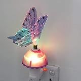 Fiber Optic Purple Butterfly LED Color Change NightLight Decor Lamp Gift Toy Purple