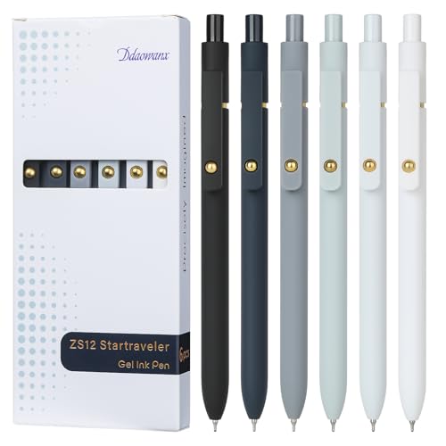 Ddaowanx Gel Pens, 0.7mm Quick Dry Black Ink,Fine Point Smooth Writing Pens,Office School Supplies,Gifts for Women Man(6Pcs Black White Gray, Black)