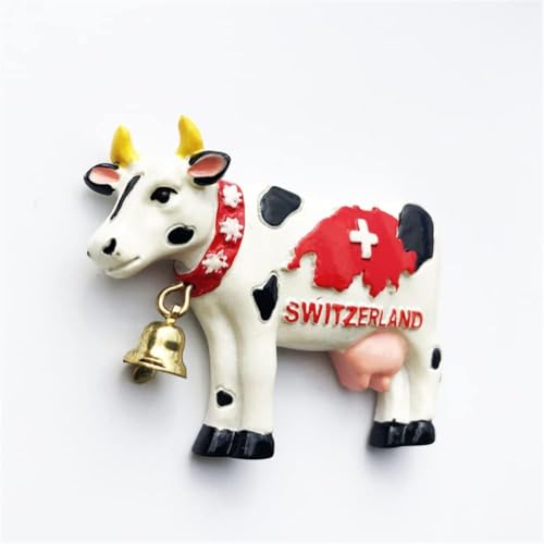 Imán de nevera 3D Vaca Suiza decorativo rectangular miniatura 4