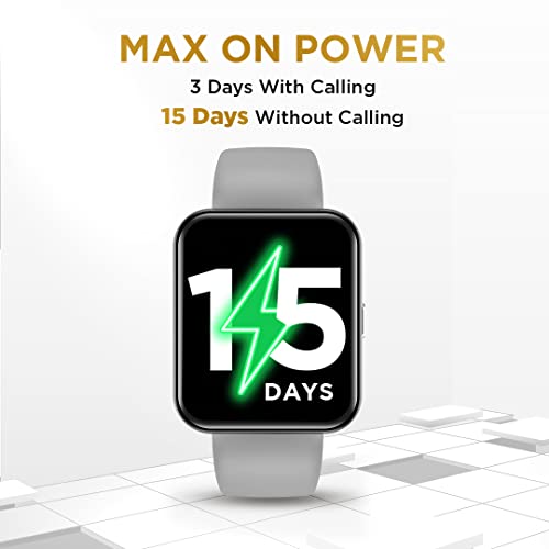 Image of GIZMORE Gizfit Blaze Max 1.85 inch IPS Display with 240 x 280 px | 450 NITS Brightness BT Calling Edge to Edge Display, Voice Assistance, Bluetooth Smartwatch (Gray)