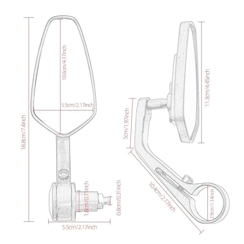 Espejos retrovisores moto aluminio para solucionar vibraciones en manillar de 22mm 3