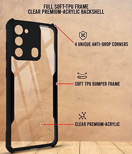 Image of Jkobi Back Cover Case for Tecno Spark Go 2022 (Crystal Glass Back | Camera Protection | Shockproof Bumpers | Professional Black)