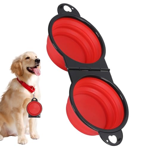 携帯用犬用ボウル,拡張可能な猫用フィーダー皿 ロッククリップ付き - 屋外冒険や散歩に最適な食品グレードシリコンペットディッシュ