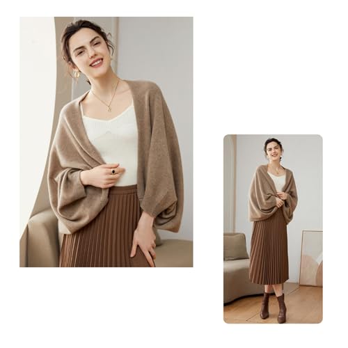 Cashmere Wrap Sweater for Women Warm Shawl Blanket Scarf with Sleeves Open Front Poncho Pashmina Shall with Two Shawl Clips4