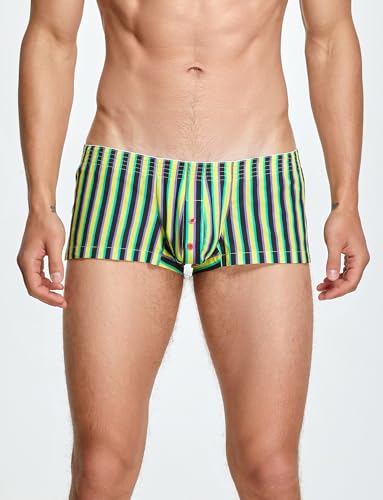 Calzoncillos tipo bóxer de algodón de talle bajo para hombre con estampado a rayas SEAUR 2