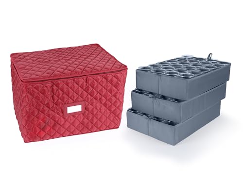 Covermates Keepsakes - Adjustable Glassware Storage - Padded Protection - ID Window - Stain Resistant - Machine Washable - China Storage, Red