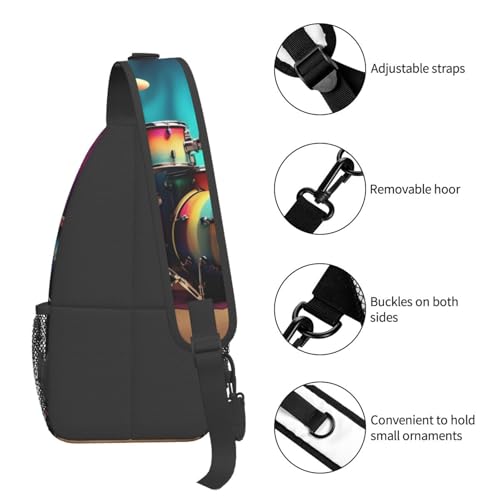 Mochila bandolera casual negra para senderismo y viaje miniatura 5