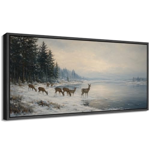 Image of MUDECOR Extra Large Framed Canvas Print Wall Art Deer Art for Living Room