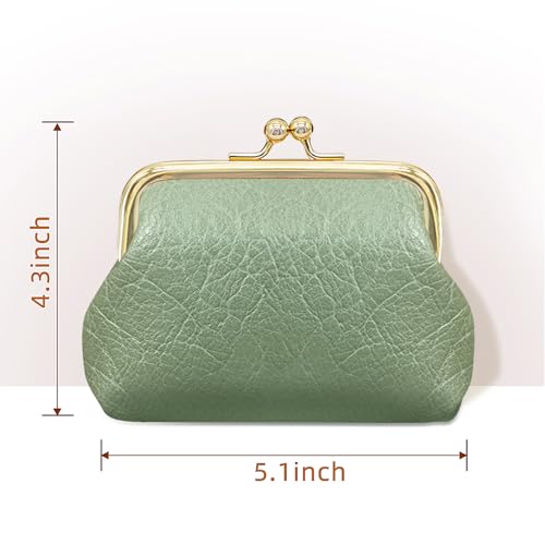 Image of 2pcs Coin Purse Small Size Pu Leather Elegant Change Pouch with Metal Kiss Lock Clasp Mini Cute Vintage Snap Closure Wallet Clutch Purse Bulk for Women Ladies Girls Men Childs Kids,