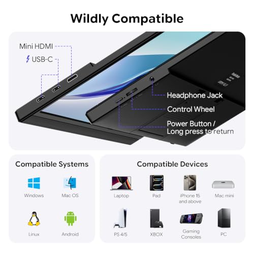 Image of 15.6 inch Portable Monitor with Stand FHD 1080P IPS Travel Monitor for Laptop