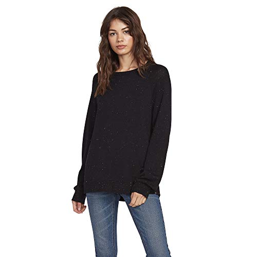 Volcom Women's Over N Over Long Sleeve Relaxed FIT Sweater, Black Combo, M