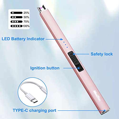 Encendedor eléctrico recargable USB tipo C Rose Gold miniatura 3