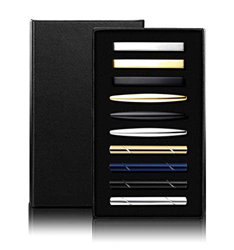 JOERICA 10 Pcs Tie Clips Set for Men Tie Bar Pin Clips Set for Regular Ties Necktie Wedding Business Clips with Gift Box