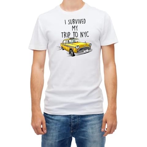 RED&WHITE CO. I Survived My Trip to NYC T Shirt New York City Spider Tom Yellow Taxi Meme F102 (Medium), 20 Cover