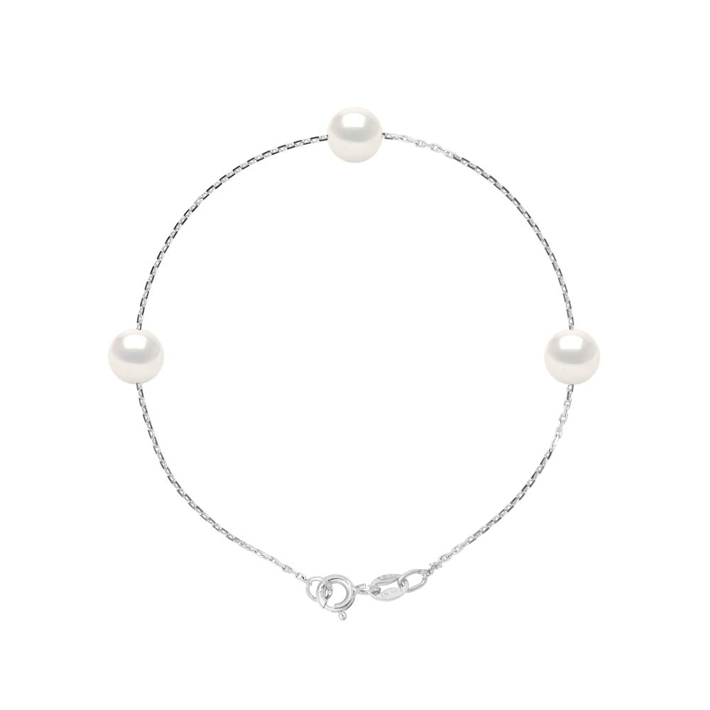 PEARLS & COLORS - Bracciale Vera Perla d'Acqua Dolce Rotonda 8-9 mm - Qualità AAA+ - Colore Black Tahiti - disponibile in Oro Giallo e Oro Bianco - Gioiello da Donna