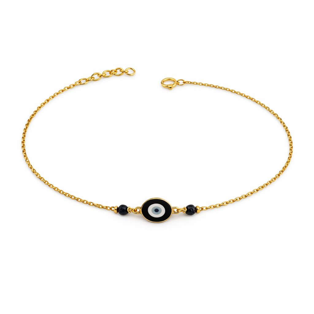 Evil Eye Anklet for Women – 18K Gold Vermeil 925 Sterling Silver Anklet, Dainty Protection Anklet Bracelet, Minimalist Gold Anklet Jewelry, Adjustable-image-0