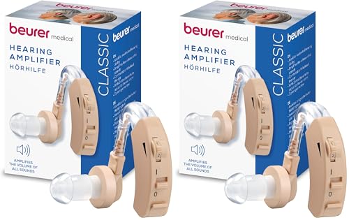 Beurer HA 20 Hörgeräuschverstärker mit ergonomischer Passform hinter dem Ohr, individuelle Anpassung an den Gehörgang, Lautstärke stufenlos regelbar (Packung mit 2)
