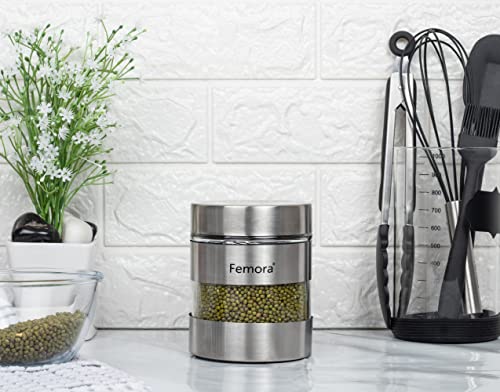 Image of Femora Kitchen Storage Jars Steel Body With See Through Window Jar, 700 ML, Pack of 1